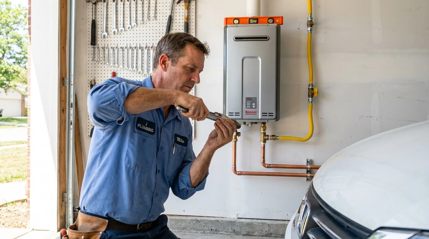 Tankless water heater installation by a Johns Plumbing LLC plumber in Helotes